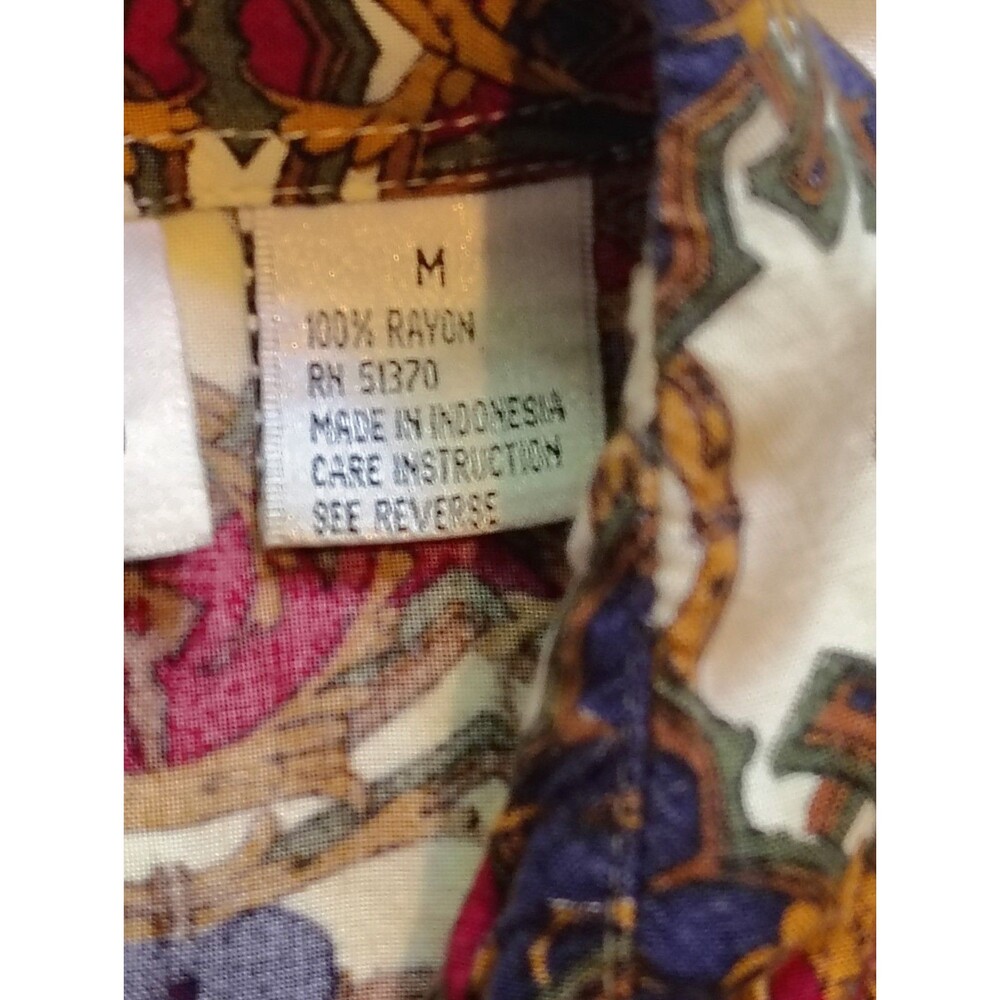 Vintage 90s Workwear Clothing Co Rayon Baroque Chain Print Button Up Shirt... - Picture 7 of 10
